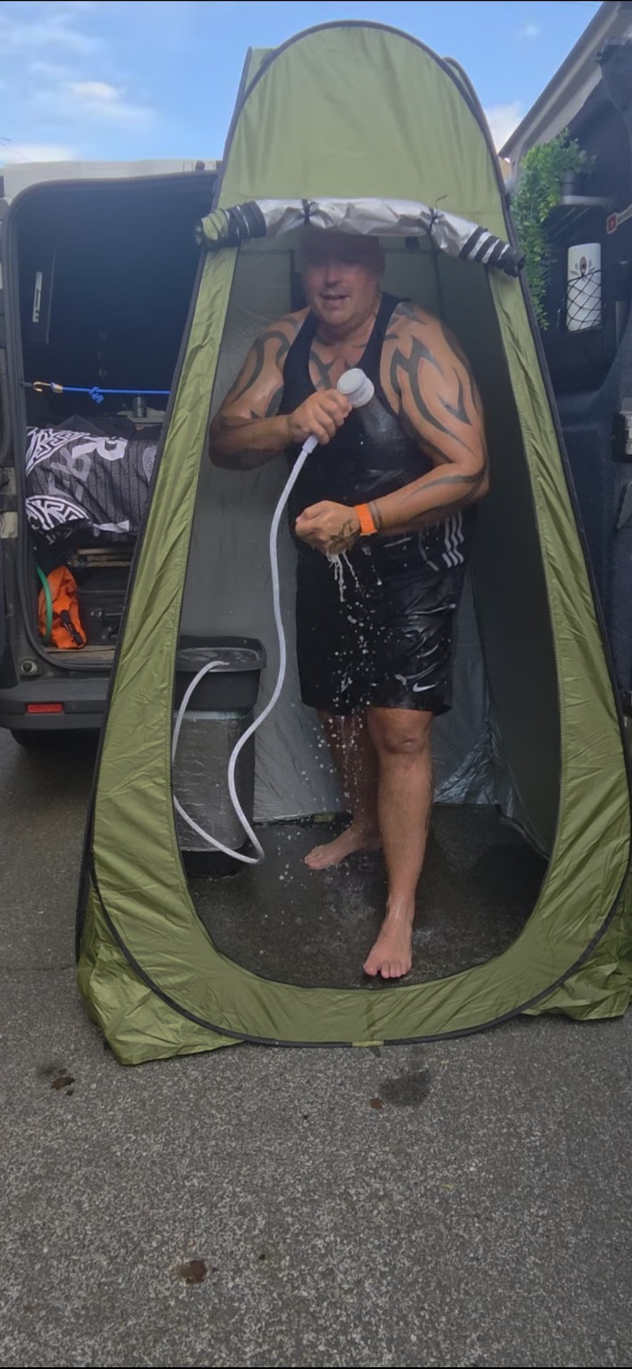Everyday van life and the pop-up shower